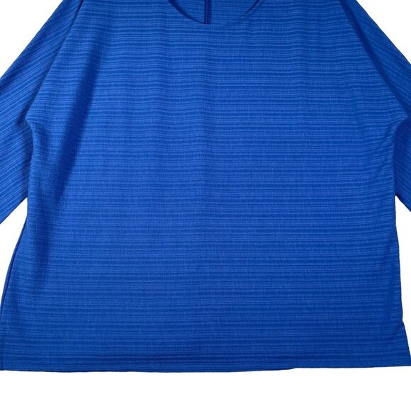 Chico's Top Womens Size 2 / L Blue Pullover Ribbed  3/4 Dolman Sleeve Scoop Neck - Picture 3 of 12